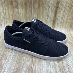 Supra Stacks II Men's 12 Black White Micro Check Skate Shoes Low Top Sneakers